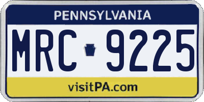 PA license plate MRC9225