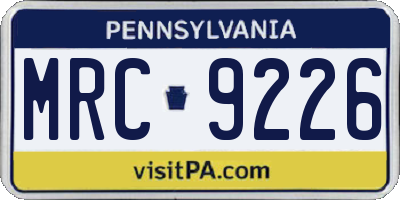 PA license plate MRC9226