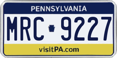 PA license plate MRC9227