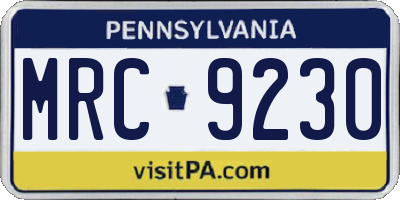 PA license plate MRC9230