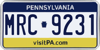PA license plate MRC9231