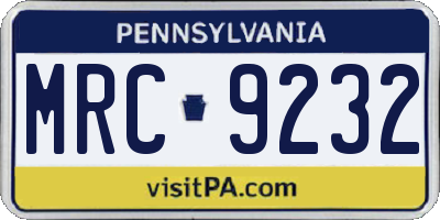 PA license plate MRC9232