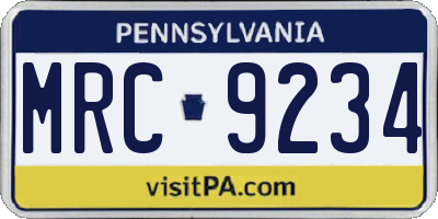 PA license plate MRC9234