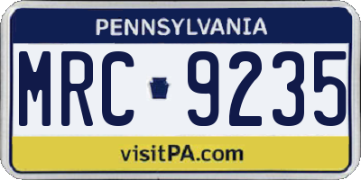 PA license plate MRC9235