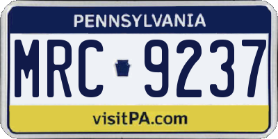 PA license plate MRC9237