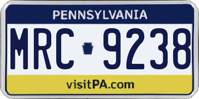 PA license plate MRC9238