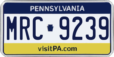 PA license plate MRC9239
