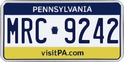 PA license plate MRC9242