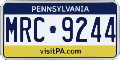 PA license plate MRC9244