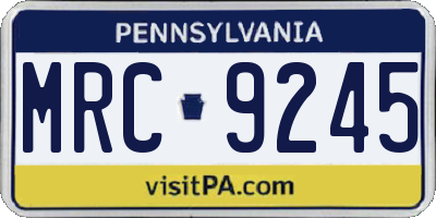 PA license plate MRC9245