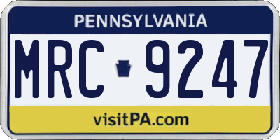 PA license plate MRC9247