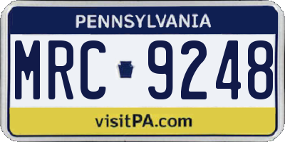 PA license plate MRC9248