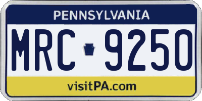 PA license plate MRC9250