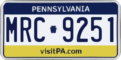 PA license plate MRC9251