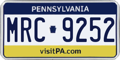 PA license plate MRC9252