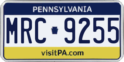 PA license plate MRC9255