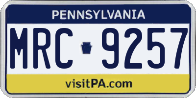 PA license plate MRC9257