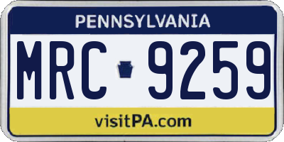 PA license plate MRC9259