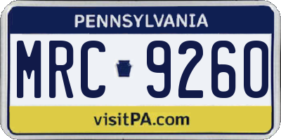 PA license plate MRC9260