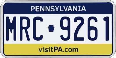 PA license plate MRC9261