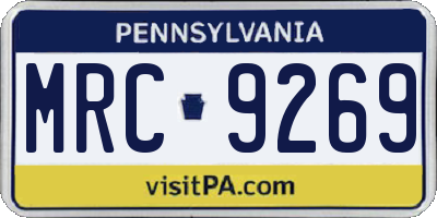 PA license plate MRC9269