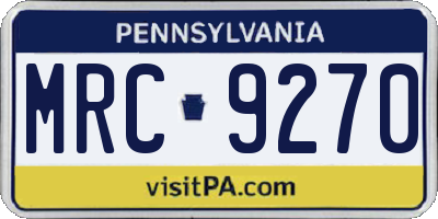 PA license plate MRC9270