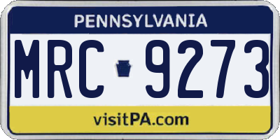PA license plate MRC9273