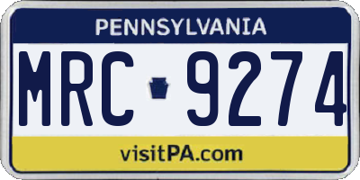 PA license plate MRC9274