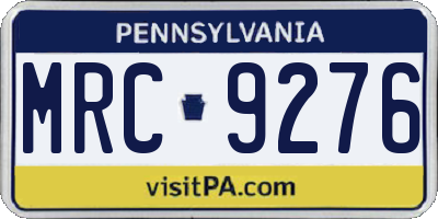 PA license plate MRC9276