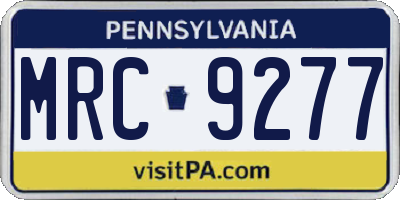 PA license plate MRC9277