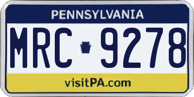 PA license plate MRC9278