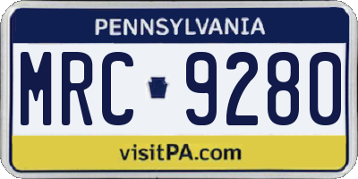 PA license plate MRC9280