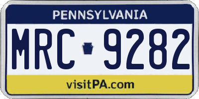 PA license plate MRC9282