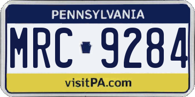 PA license plate MRC9284