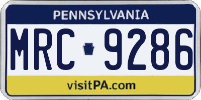 PA license plate MRC9286