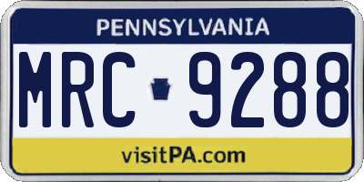 PA license plate MRC9288