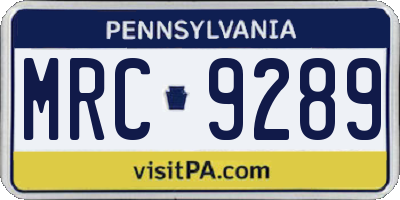 PA license plate MRC9289