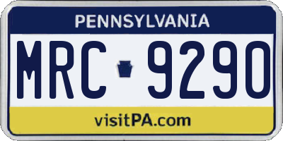 PA license plate MRC9290
