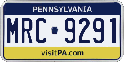 PA license plate MRC9291