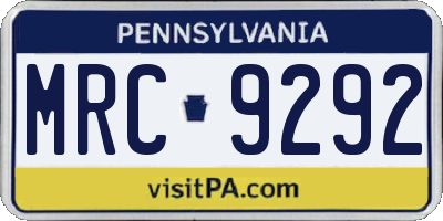 PA license plate MRC9292