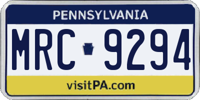 PA license plate MRC9294