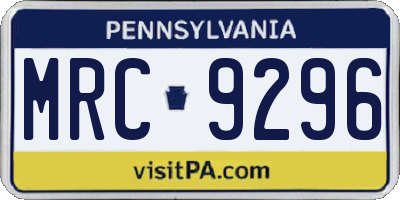 PA license plate MRC9296