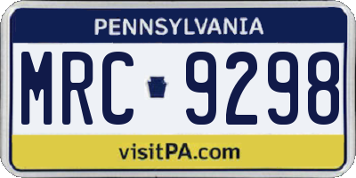PA license plate MRC9298