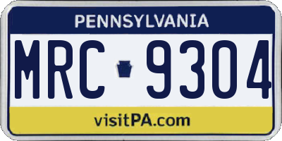 PA license plate MRC9304