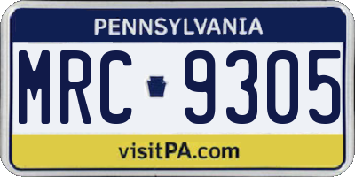 PA license plate MRC9305