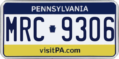 PA license plate MRC9306