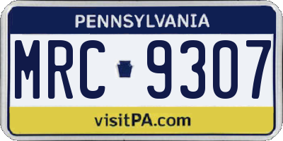 PA license plate MRC9307