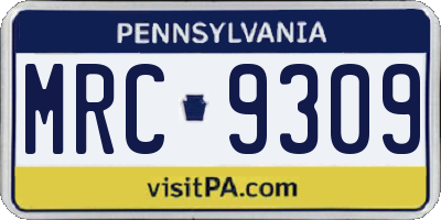 PA license plate MRC9309