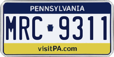 PA license plate MRC9311