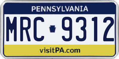 PA license plate MRC9312